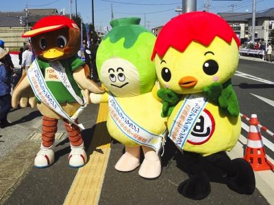 ちばアクアラインマラソンにご当地キャラ応援団として参加するあさピー